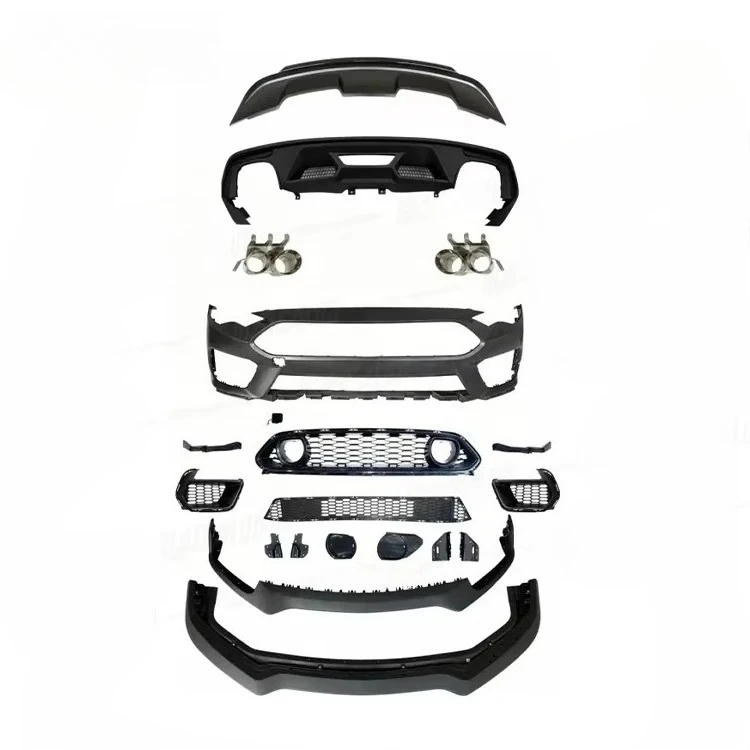 For  Mustang 18-21 Upgrade to Mach-1 Style Front Bumper Rear Diffuser PP Material Body kit MAISALUN Cars Accessories