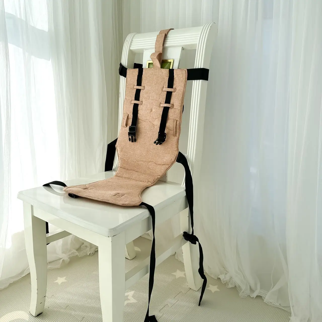 Krzesełko do karmienia dla dzieci, pas bezpieczeństwa, uniwersalne pięciopunktowe przenośne siedzisko dla dzieci, stałe z pasem zabezpieczającym dla niemowląt