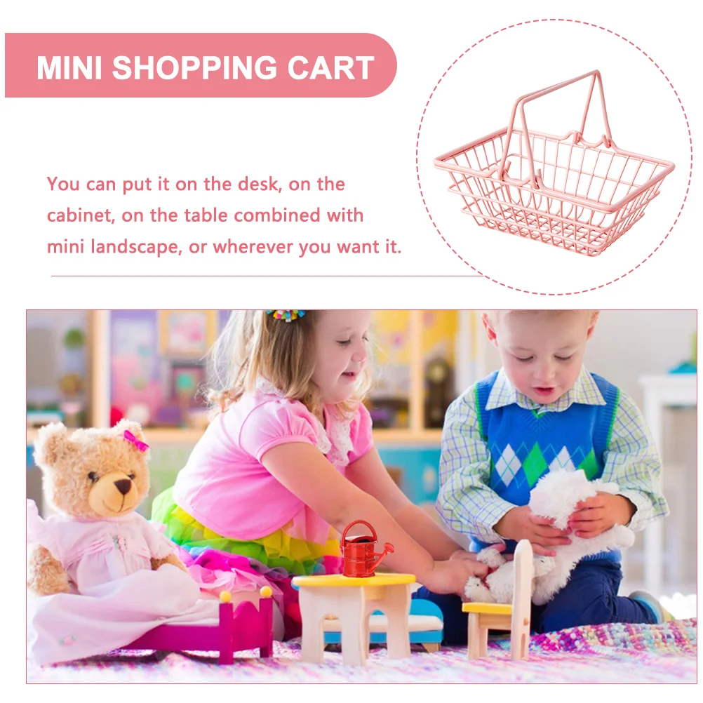 Cesta de compras pequeña, cestas de almacenamiento para bebés, Mini carrito, carrito de hierro, decoración para niños