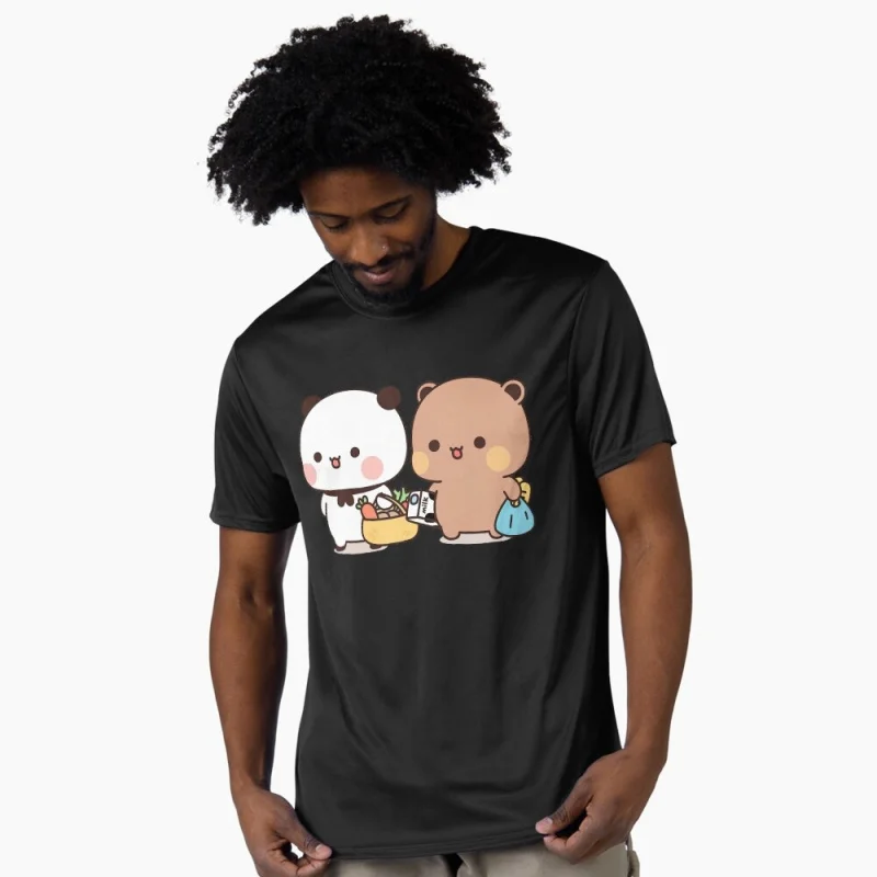 

Bubu & Dudu Grocery Shopping Gift t shirt ‌kawaii‌ Panda Bear Cartoon Graphic tee Cute Y2K Clothes 100% cotton All size Tee
