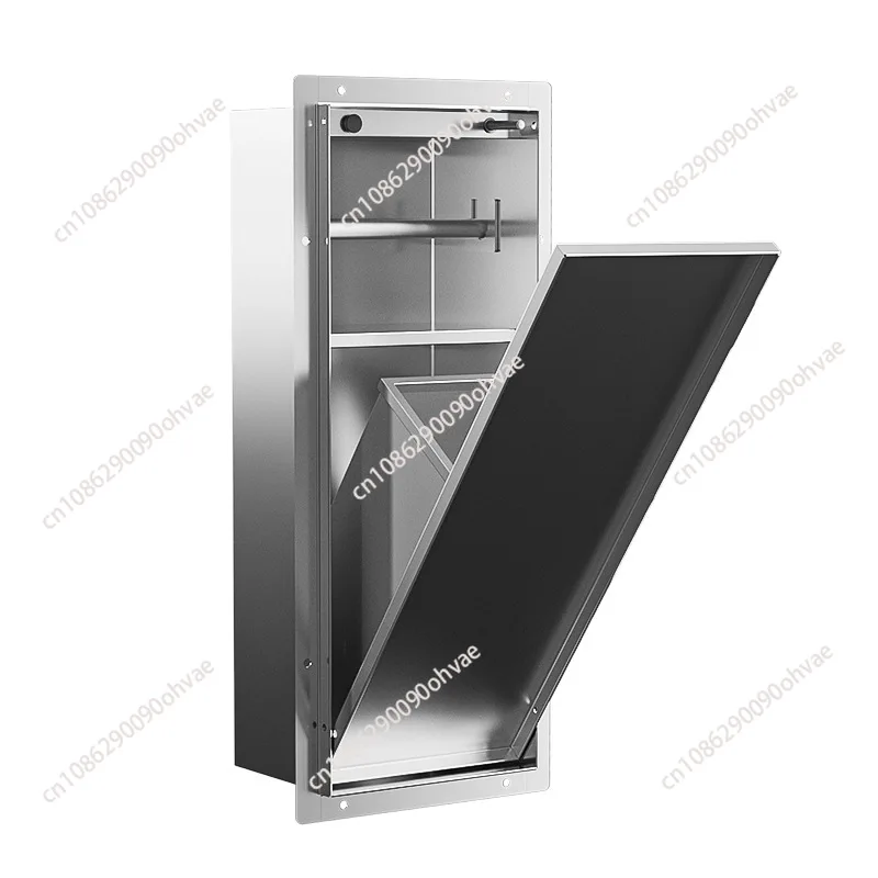 

Встраиваемая полка из нержавеющей стали для ванной комнаты с унитазом, со скрытым мусорным ведром, металлический шкаф-ниша рядом с унитазом