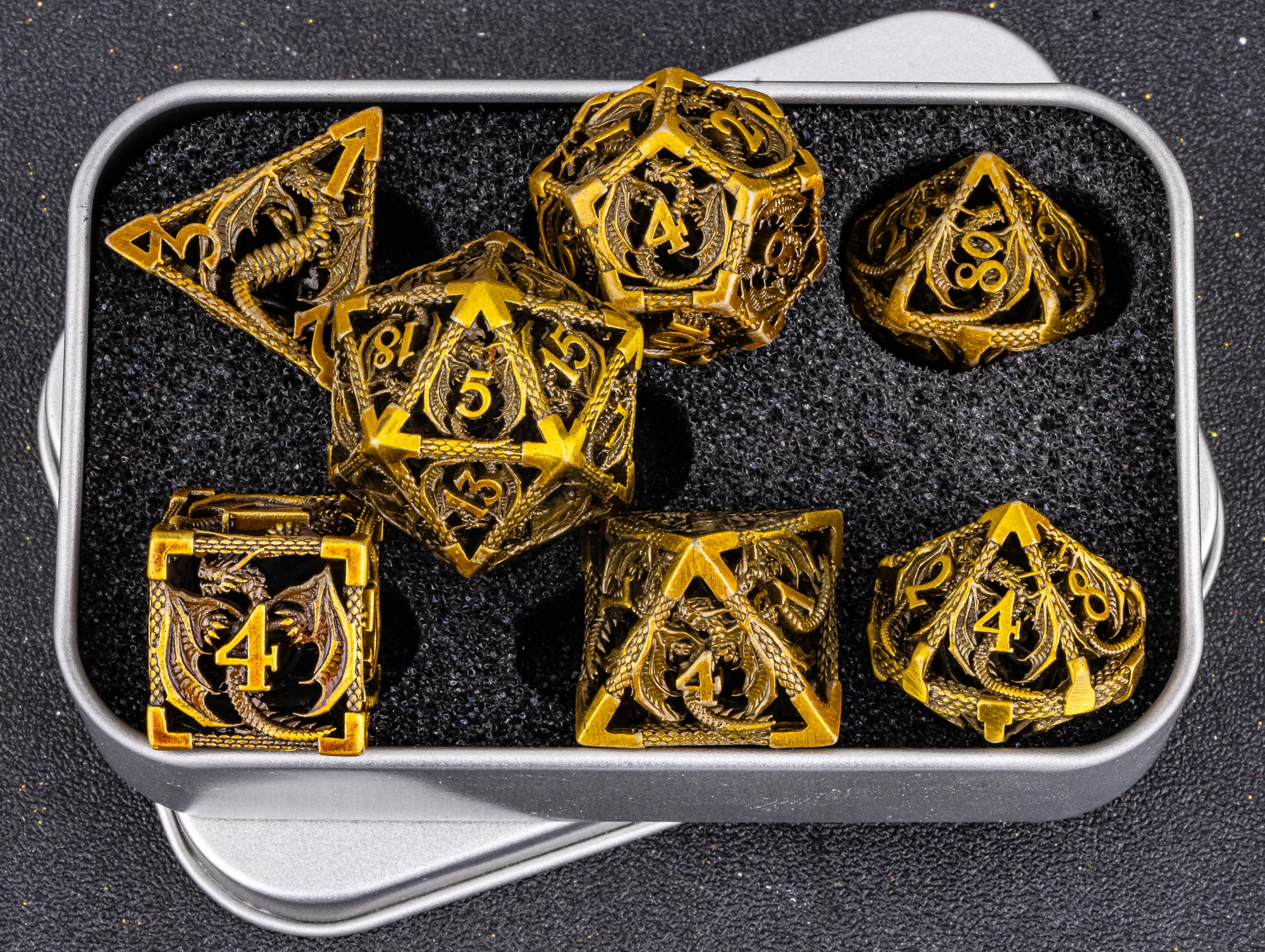 

Набор металлических кубиков Dragon Metal D&D, набор полых металлических кубиков Dragon d and d, набор многогранных кубиков, игральные кости для ролевых игр, набор металлических кубиков DnD, подарки