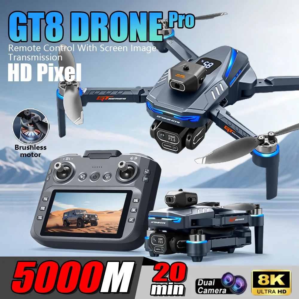 

New GT8 drone aerial deone foldable quadcopter obstacle avoidance GPS WIFI drones with camera hd 8k gps profesional dual cameras