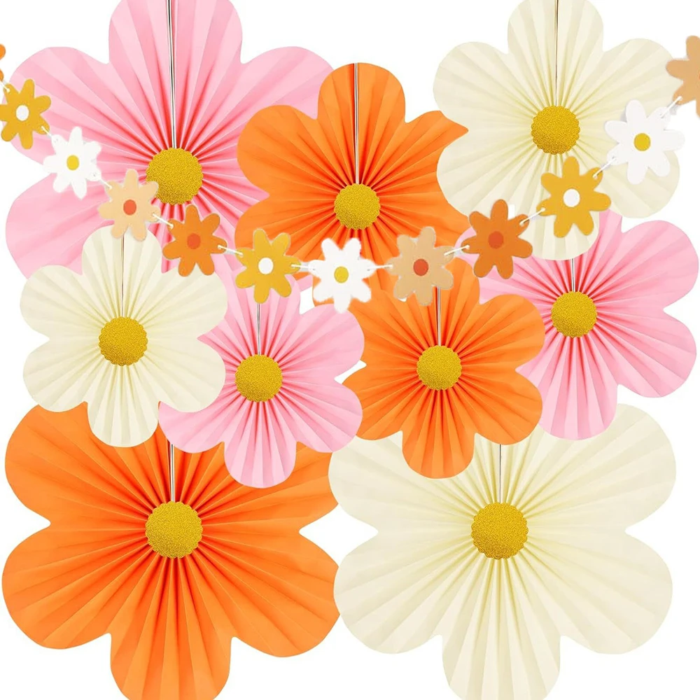 10 Stück Papierblumen-Dekorationen, Party-Papierfächer, florale Pom Poms, florale Hintergrunddekoration für Hochzeiten, Geburtstagsfeiern, Dekorationen – Detail 11