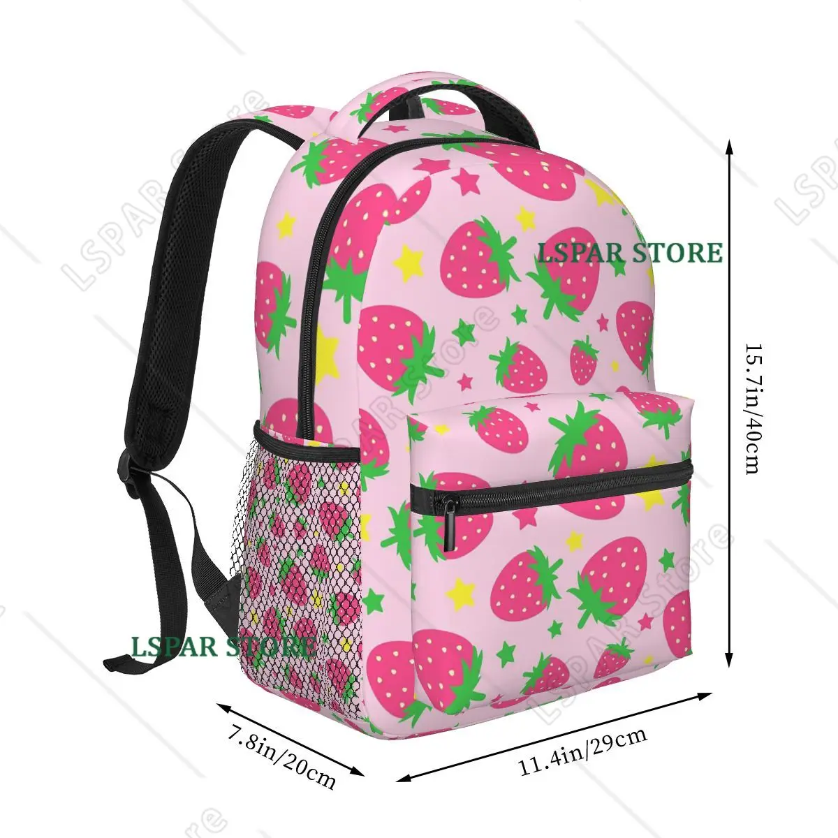 

Strawberry And Star Pattern Backpack Hot Sale Daypack Large Capacity Boys Girls BookBag School Bag Shoulder Bags for Men Women