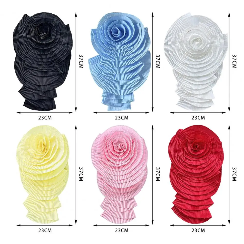 Oversized Corsage Pleated Corsage Elegant 3d Flower for Sweater Dress Blouse Diy Stitching Patch Wedding Party Clothes Adornment