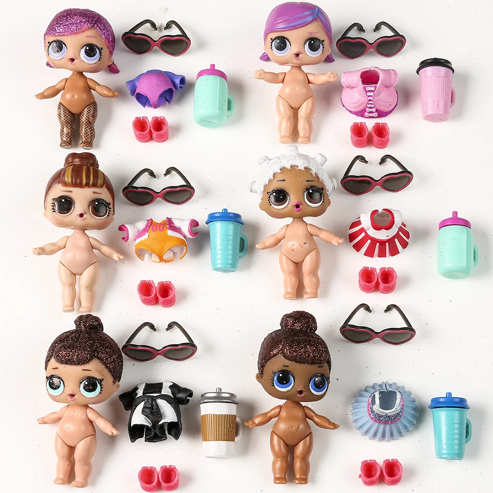 1 muñeca + 1 ropa + 1 zapatos + botella + 1 vasos para lols muñecas hermanas grandes de 8cm juguetes para niños regalo de cumpleaños para niñas