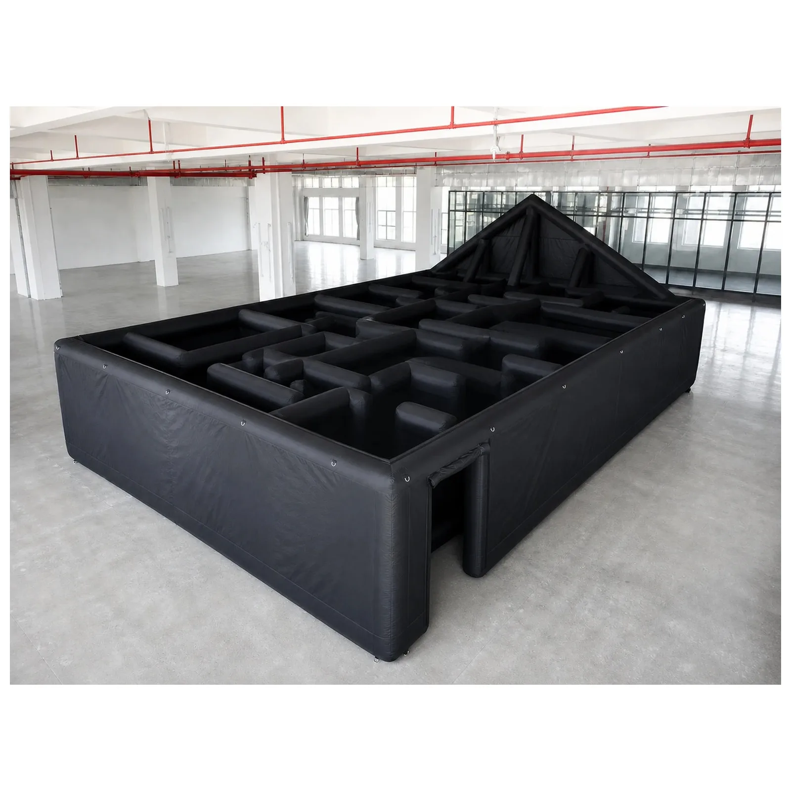Large Black Open Gable Inflatable Maze 10X5m 33X16ft with Blower Commercial Event Exciting Party Events Kids and Adults Events