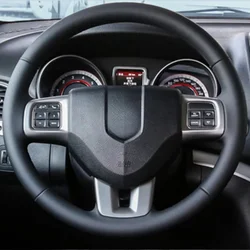 Black Car Steering Wheel Cover DIY Microfiber Leather Breathable For Dodge Charger/Challenger 2011-2014 Automotor Accessories