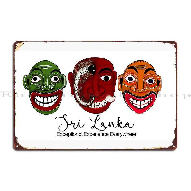 Visit Sri Lanka And Exceptional Experience Everywhere Traditional Sanni Mask Metal Plaque Poster Club Custom Tin Sign Poster