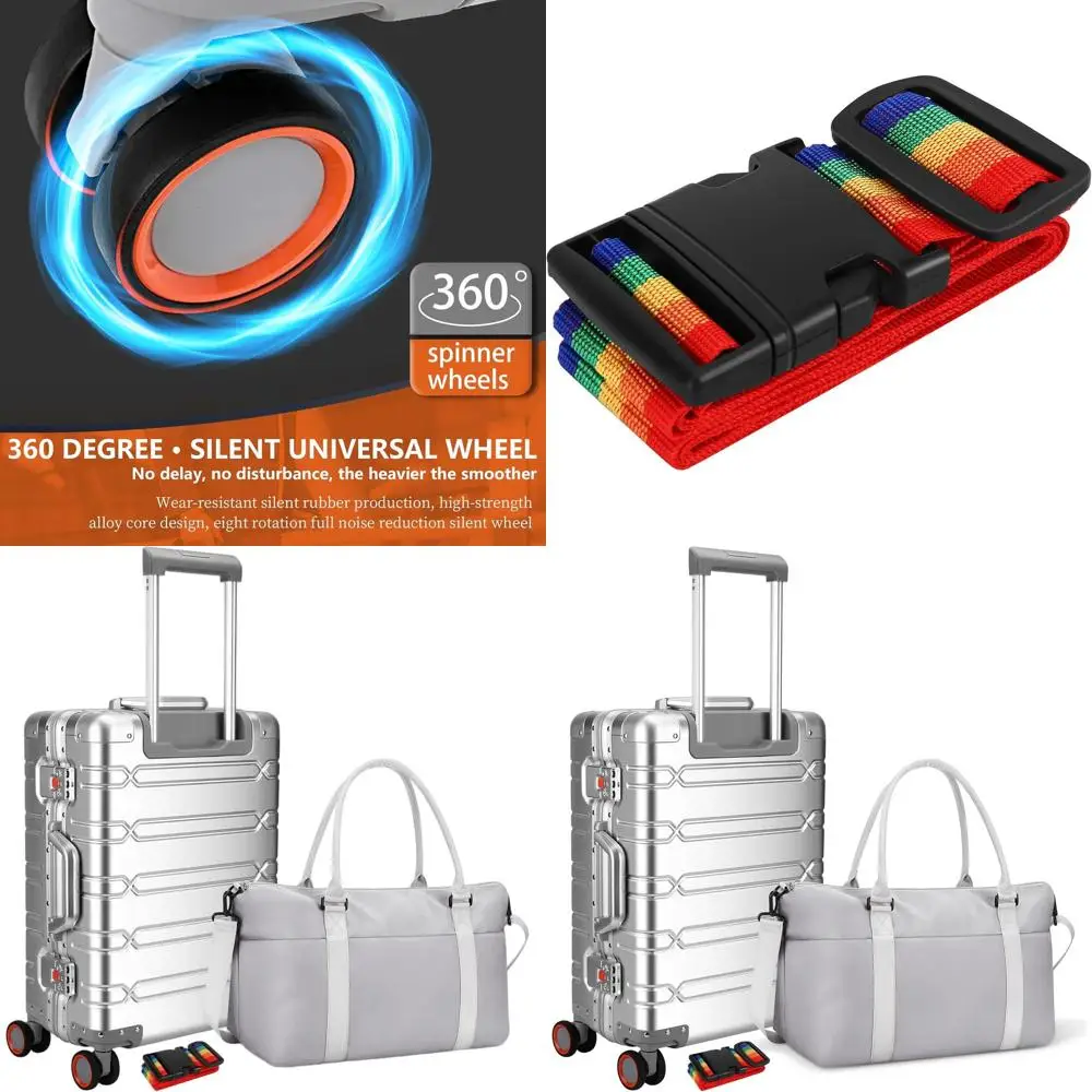 Aluminum 22 Carry-On Luggage with Spinner Wheels, TSA Lock & Duffle Bag