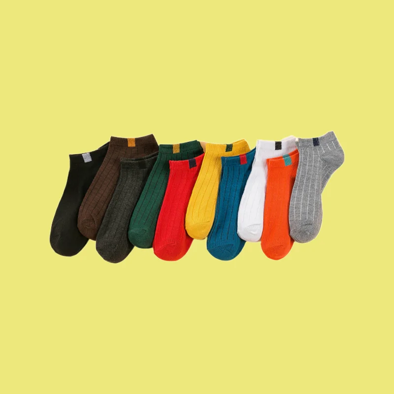 

5/10 Pairs 2024 New Candy Ten-color Cloth Label Shallow Mouth Men And Women Boat Socks College Style Boat Socks Women's Socks