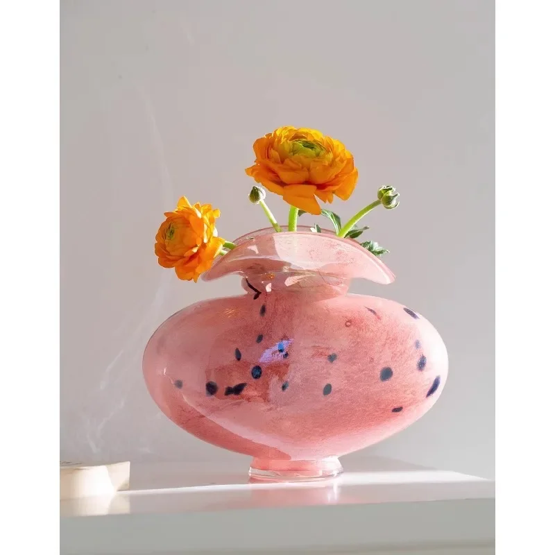 Glazed vase ornament pink living room desktop flower arrangement ornament