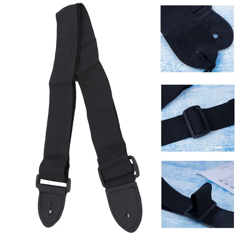 Guitar Strap Leather Head Adjustable Shoulder Strap For Classical Guitar Electric Bass Ukulele Accessories Black Guitar Strap