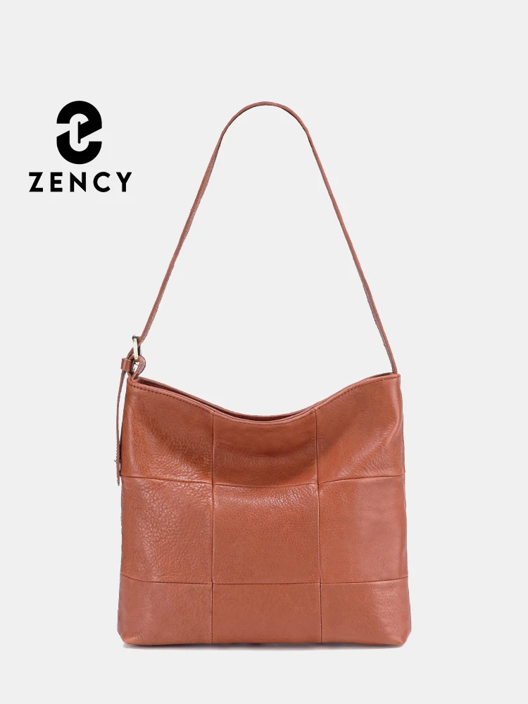 Zency Soft Cow Leather Women Hobo Bag Handbag Light Brown Female Casual Messenger Bag 2024 Casual Daily Bags Two Layer Leather