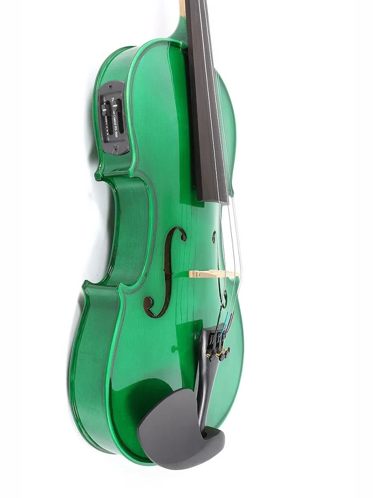 Violín electroacústico 4/4 de abeto y arce, hecho a mano, con estuche y arco de regalo.