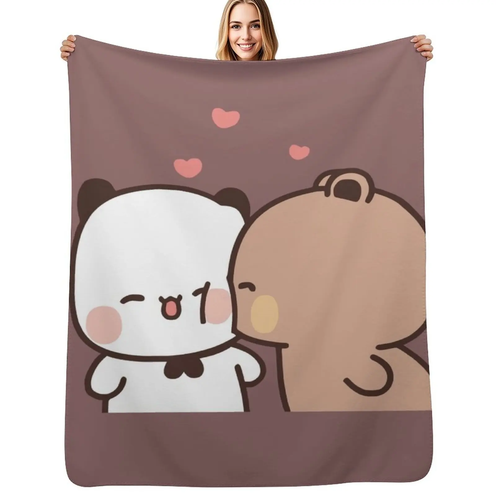 

Love kiss from DuDu Bear to BuBu Panda Throw Blanket Flannels funny gift Vintage Blankets
