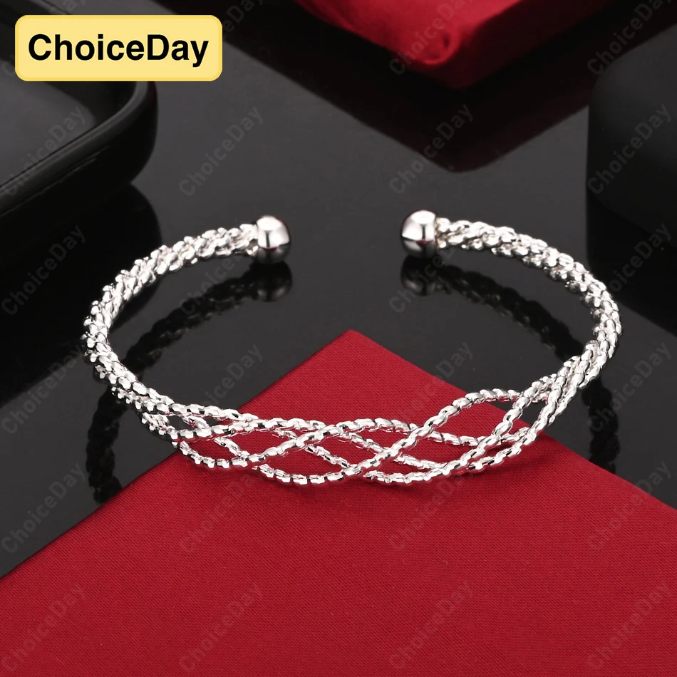

ChoiceDay 925 Sterling Silver Exquisite Braided Hollow Bracelet Women's Accessories Party Wedding Gift Jewelry
