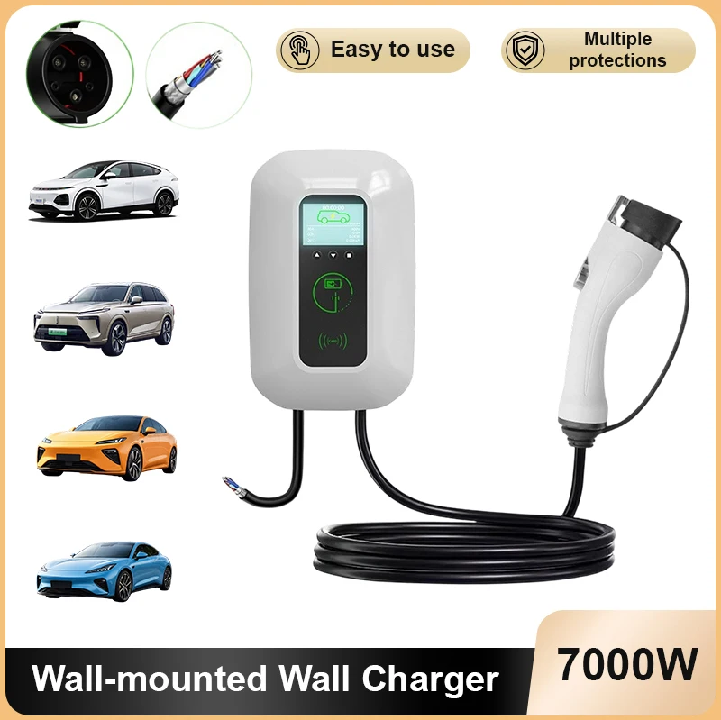 

US Wall-mounted Wall Charger 7kw Adjustable Charging Pile New Energy Vehicle AC Charging Pile American Standard J1772