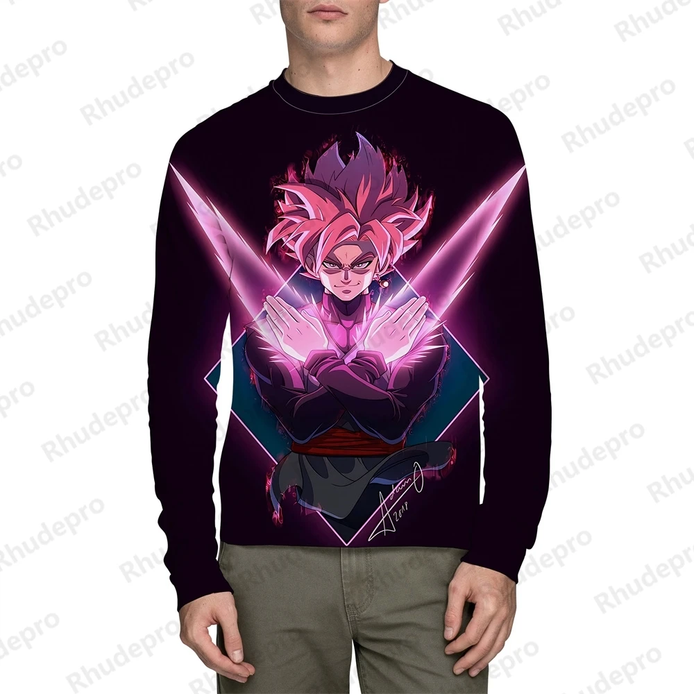 男性用ドラゴンボールプリントTシャツ,長袖,特大,高品質,y2kファッション,アニメトレンド,秋,2024