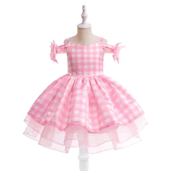 Elegant Princess Tutu Dress Baby Girls Carnival Halloween Cosplay Costume Kids Vacation Summer Plaid Pink Slipe Dresses