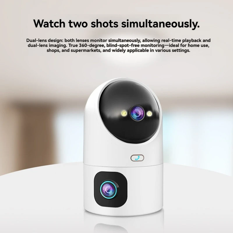 8MP WiFi IP Camera Dual Lens with Adjustable Bracket Security Wireless Surveillance Cameras Zoom Baby Monitor