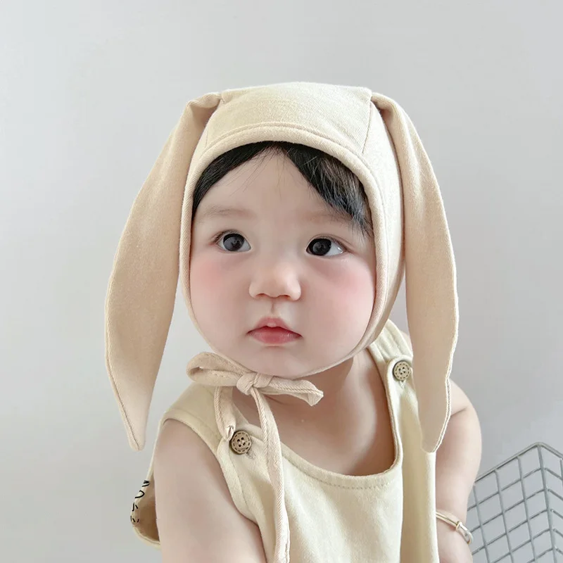 Cute Bunny Long Ears Baby Hat Cotton Newborn Bonnet Infant Beanie Hats for Girls Boy Accessories Autumn Korean Toddler Cap 0-12M