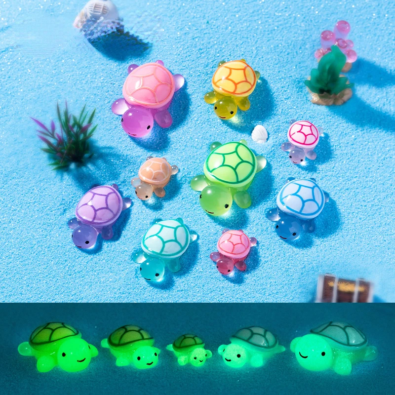 10-50PCS Miniature Tortoise Aquatic Micro Landscape Decoration Luminous Turtle Desktop Ornaments Mini Turtles Fairy Garden Decor