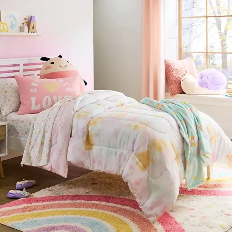 Shaggy Bedroom Rugs for Kids Rainbow Fluffy Carpet Living Room Hairy Nursery Play Mat for Children Plush Baby Rugs Soft Foot Mat