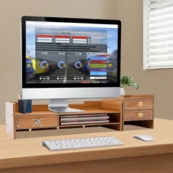 US Desk Organizer with lock Office Desk Organizer, Multifunctional Wooden Storage