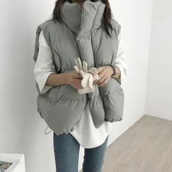 Autumn and Winter Stand Collar Vest Women Fashion Pocket Retro Cotton Jacket Ladies Elegant Casual Zipper Short Vest Ladies
