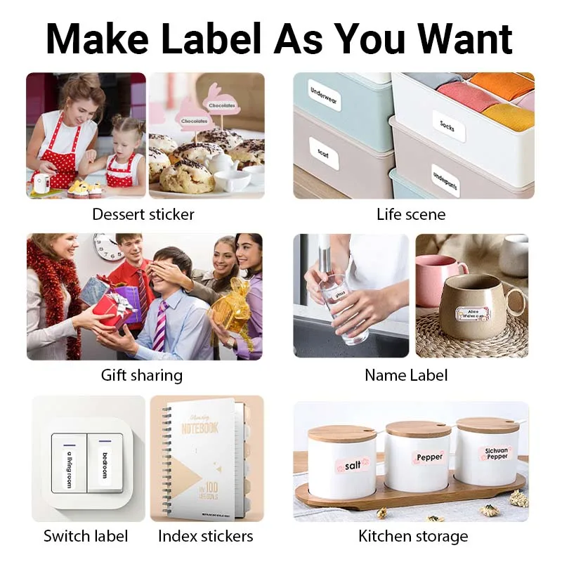 Mini Portable Thermal Printer Bluetooth Wireless Pocket Label Maker Home Study Without cutter with 1roll Stickable Label Paper