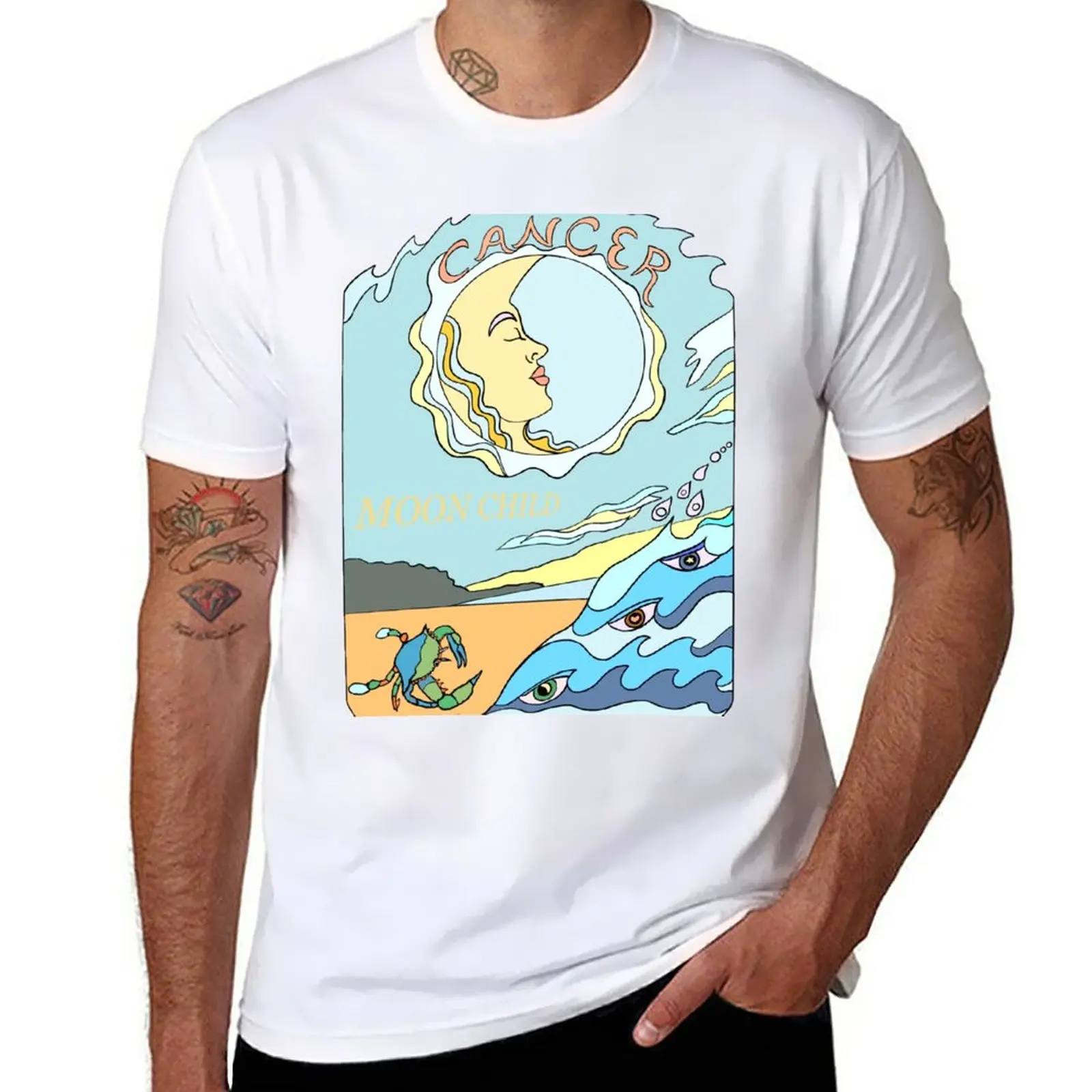 

New Cancer Zodiac Sign Moon Child T-Shirt vintage t shirt quick drying t-shirt mens t shirts casual stylish