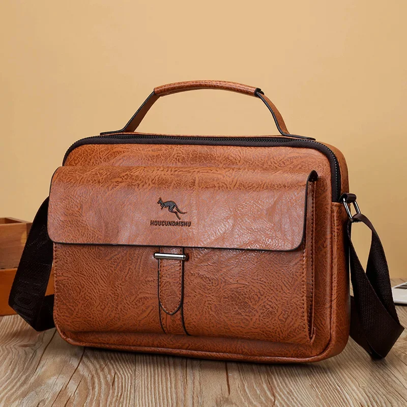 Casual Vintage Men's Shoulder Business Leather Messenger Fashion Man Handbag Large Capacity Crossbody Bag