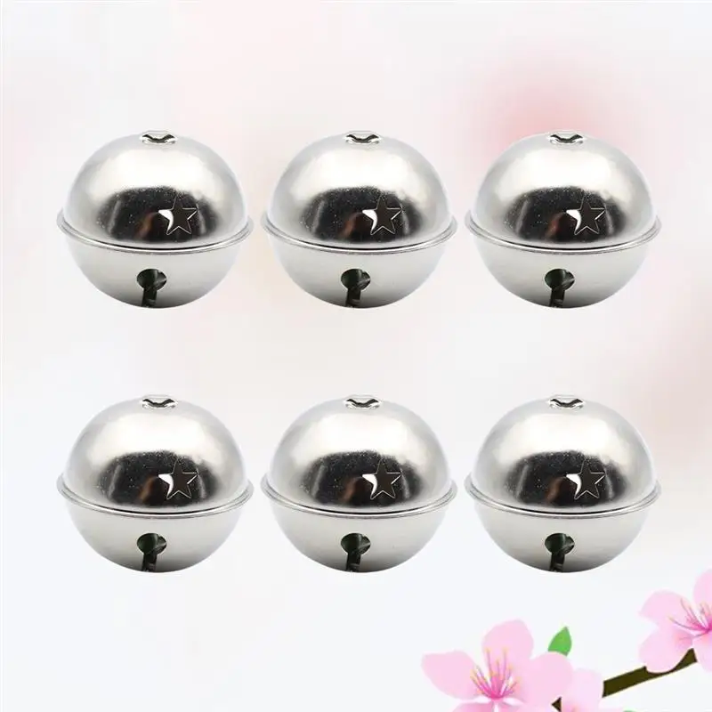 6PCS Bells 50mm Size Unique Decorative Silver Color DIY Crafts for Indoor Daily Use Outdoor Decor Use