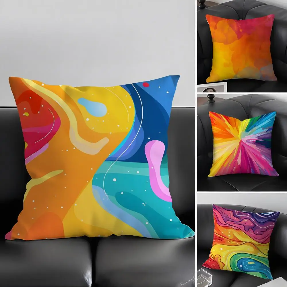 Rainbow Color Luxury Cushion Cover Pillowcase Ultra Soft Ski
