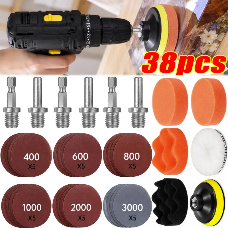 3 Inch Waxing Sponge Buffing Interface Pad Grit 400-3000 Sandpaper Polishing  Car Headlight Restoration Kit Sanding Disc