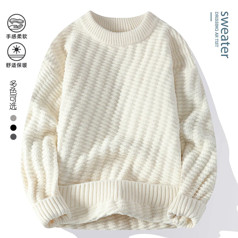 Men sweater youth Thick Warm wool pullovers Men's Fashion  Long Sleeve Sweaters 2024 Autumn/Winter Loose Knittwears M-4XL