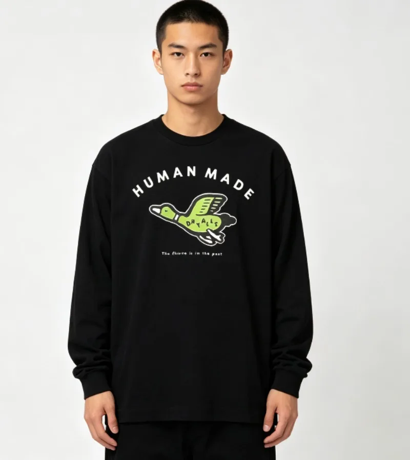 2026 Human Made L/S Tee Relaxed Fit Couple Matching 100% Cotton Streetwear