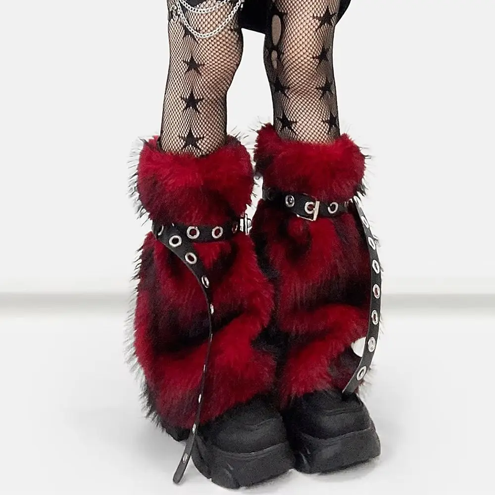 Leg Protector Y2K Faux Fur Leg Warmers Punk Style Thick Plush Fuzzy Boot Cuffs Faux Mink Super Soft Faux Furry Belt Women