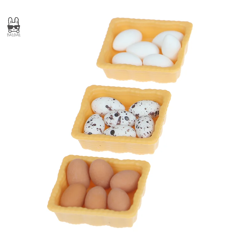 Mini uovo in miniatura per casa delle bambole 1:12 con vassoio Accessori da cucina Giocattoli modello