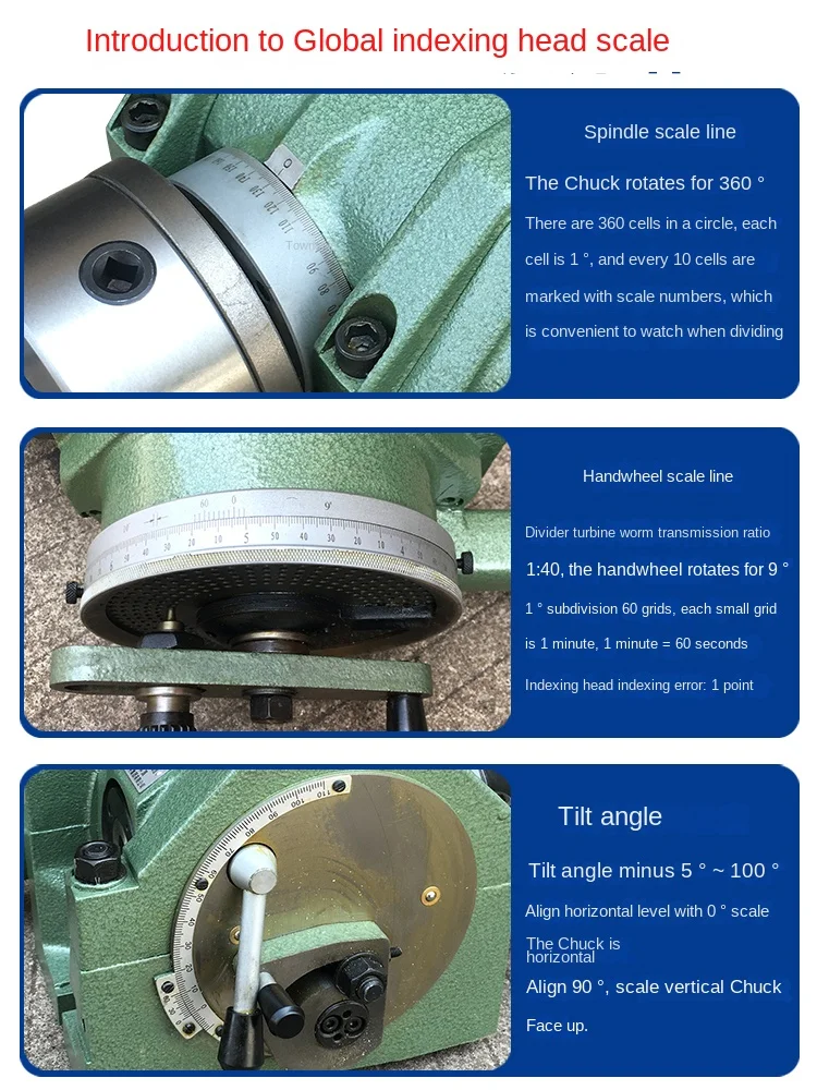 Universal Dividing Head Milling Machine Graduator F11-80/100/125/160/200 Rotating Table