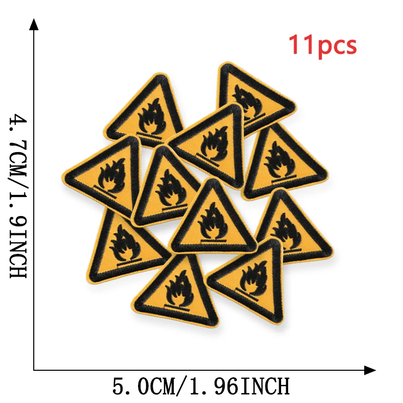 11 stücke Zeichen Verkehrs Dreieckige Outdoor Eisen Auf Patches Für Kleidung Gestickte Jacke Stoff Nähen Lot Pack Diy Coser Mochila – Detail 9