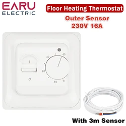 Electric Floor Heating Room Thermostat Manual Floor Heating Cable Thermostat 220V 16A Temperature Controller Meter With Sensor