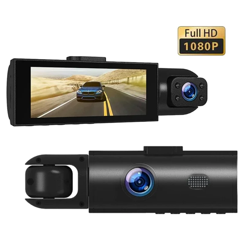 Triple Lens Vehicle Dashboard Camera 4K Video, In Car Monitoring and Face Recognition Suitable for Driving Record Safety