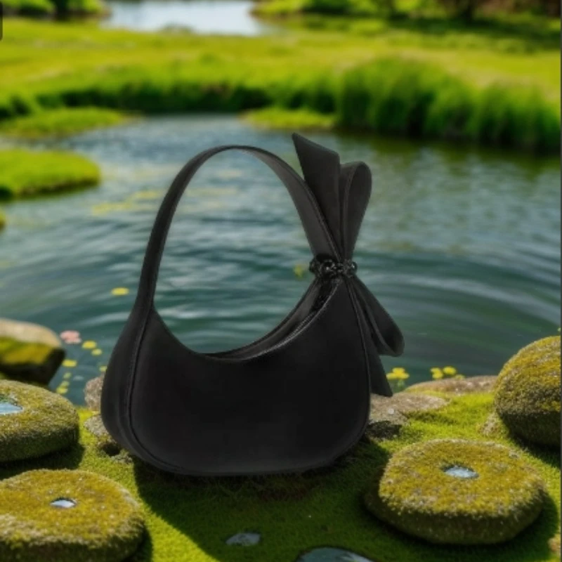 

Black Bag Women's 2026 New Versatile Bow Party Handbag French Underarm Bag Celebrity Bag High Quality and High Appearance Level
