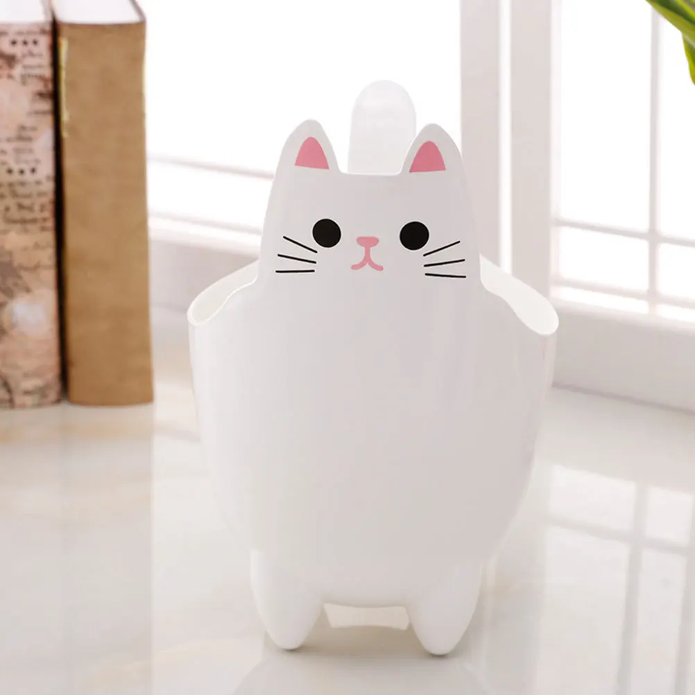

2Pcs Delightful Cat Shape Mini Trash Can Desktop Storage Bucket Adorable Bin