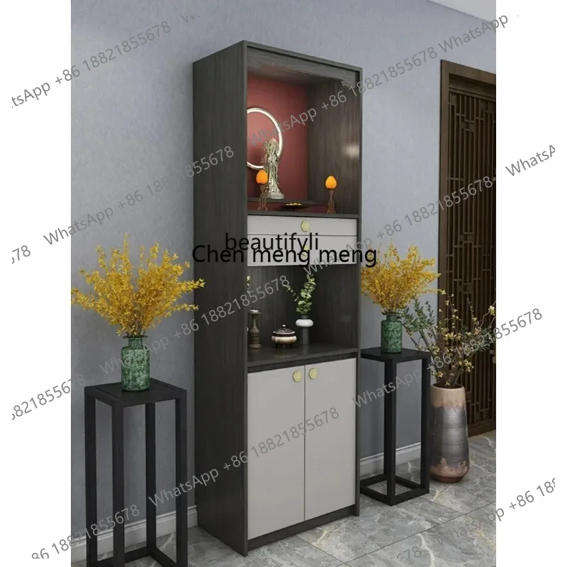 LHY26 ss Modern Altar Household Altar Clothes Closet Guan Gong God of Wealth Guanyin with Door Buddha Cabinet Light Luxury