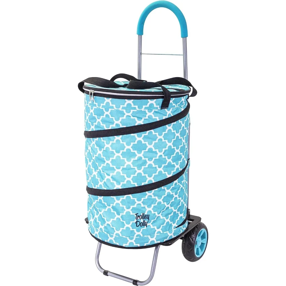 

Bigger Cooler Trolley Dolly Insulated Folding Shopping Cart with Removable Bag Rolling Beach Tote Cooler