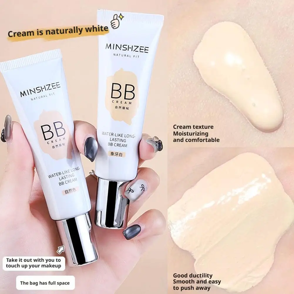 كريم بي بي طويل الأمد يشبه الماء من MINSHZEE - أبيض عاجي طبيعي، كريم عزل خفيف الوزن لمكياج الوجه